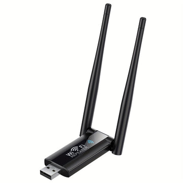 Adaptador USB WiFi, Repetidor sin varillas de 300Mbps/2.4Ghz con Doble Antena para PC Portátil/Escritorio, Conexión Rápida y Fácil, Mejora Áreas con Señal Wi-Fi Débil, Consulta Guía de Instalación Rápida