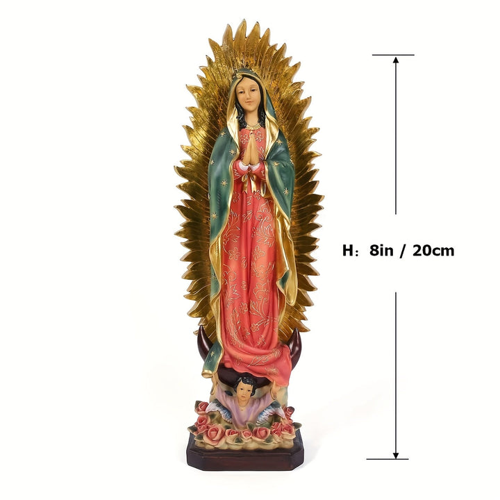 [Estatua de Nuestra Señora de Guadalupe] Estatua Católica Tradicional de María de Resina de 8In/12In/15In, 1ud Figura de Nuestra Señora de Guadalupe - Decoración de Mesa para el Hogar en Pascua y Regalo del Día de la Madre