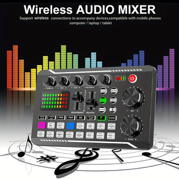 Consola de mezcla de DJ alimentada por USB con interfaz de audio, cambiador de voz, batería de litio recargable de 1200 mAh - Ideal para transmisiones en vivo, podcasts, juegos | Salida de calidad de estudio, consola de juegos