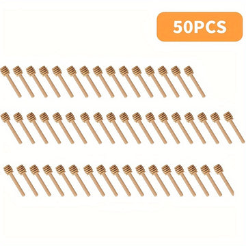 Juego de 50 agitadores de miel de madera - Palitos para mezclar miel, dispensador de panal natural, esenciales de cocina