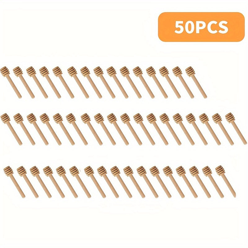 Juego de 50 agitadores de miel de madera - Palitos para mezclar miel, dispensador de panal natural, esenciales de cocina