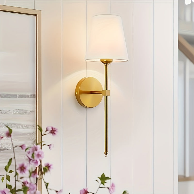 2 Piezas de Aplique Moderno Retro Industrial, Pantalla de Tela Blanca para Baño, Apto para Dormitorio, Mesita de Noche, Sala, Pasillo, Cafetería y Otros Espacios Comerciales, Bombilla no Incluida E26