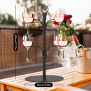 Soporte de árbol de vaso de hierro, soporte de copa de vino de cóctel para bodas, fiestas, brunch, exhibición de copa de champán con 8 ranuras colgantes