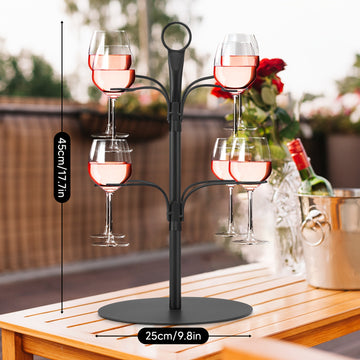 Soporte de árbol de vaso de hierro, soporte de copa de vino de cóctel para bodas, fiestas, brunch, exhibición de copa de champán con 8 ranuras colgantes