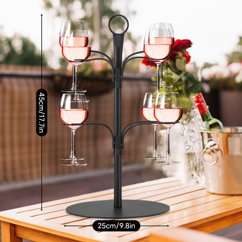Soporte de árbol de vaso de hierro, soporte de copa de vino de cóctel para bodas, fiestas, brunch, exhibición de copa de champán con 8 ranuras colgantes