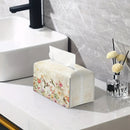 1pc Cubierta de Caja de Pañuelos de Cuero Pu con Cinturón Antideslizante, Estampado Vintage de Flores y Colibrí, Organizador Portátil de Pañuelos, Cubierta Decorativa para Caja de Pañuelos para Sala de Estar, Baño y Oficina