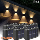 4pcs/6pcs/8pcs luces solares para valla, luces solares exteriores, luces decorativas de jardín y pared, ideales para patio, terraza, paisajismo urbano y balcón, luz cálida blanca
