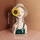 Moderna figura de girasol de resina de lujo para niña, decoración creativa de interiores para sala de estar, mueble de TV, mueble de vino, entrada - No necesita electricidad, elegante artesanía de adorno para el hogar