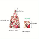 1 Bolsa de Compras Grande con Estampado Floral de Nailon - Duradera, Lavable, Plegable con Bordes Marrones, Bolso de Supermercado Reutilizable Adecuado para Compras de Alta Calidad