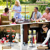 Elegante soporte de árbol de cóctel de 3 niveles con 12 soportes - Estante de exhibición de copas de champán con acabado negro para fiestas y eventos, construcción metálica, perfecto para organizar bebidas, soporte de árbol de cóctel