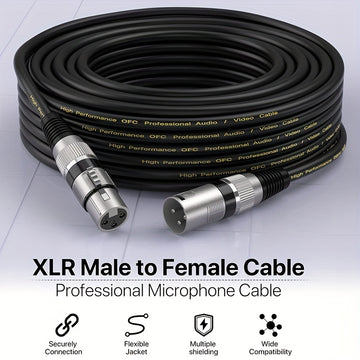 4 piezas, cable de micrófono de 7,62 metros, equipo profesional, cable XLR de alta calidad - XLR masculino a femenino para micrófono de escenario, modelo, temporada de graduación, día del padre, regalo de cumpleaños, cubierta protectora de PVC, cable de
