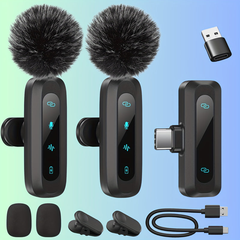 Micrófono inalámbrico J3 con transmisión de radiofrecuencia 2.4GHz, batería de polímero recargable por USB, grabación de 1 toque, indicador de batería y conectividad de tipo C para conferencias de video, podcasting, grabación de voz, micrófono inalámbric