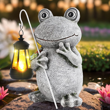 Estatua de rana con luz LED alimentada por energía solar, escultura de jardín de resina, tema animal, iluminación de paisaje eficiente en energía, con panel fotovoltaico extraíble, control de interruptor, batería de níquel de 300mAh, para jardín, césped,