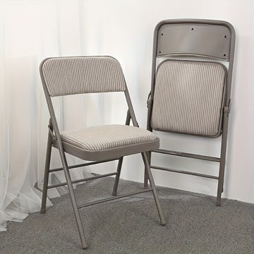 1pc Silla Plegable Multifunción con Cojín de Tela Lujosa - Estructura Metálica Resistente, Acolchado Suave de Esponja, Diseño Sin Brazos, Ideal para Comedor, Oficina y Entrenamiento Interior - Negra, Silla de Entrenamiento | Silla Plegable Elegante | Con
