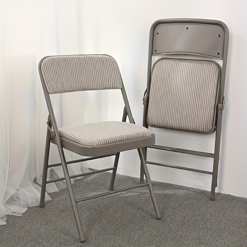 1pc Silla Plegable Multifunción con Cojín de Tela Lujosa - Estructura Metálica Resistente, Acolchado Suave de Esponja, Diseño Sin Brazos, Ideal para Comedor, Oficina y Entrenamiento Interior - Negra, Silla de Entrenamiento | Silla Plegable Elegante | Con
