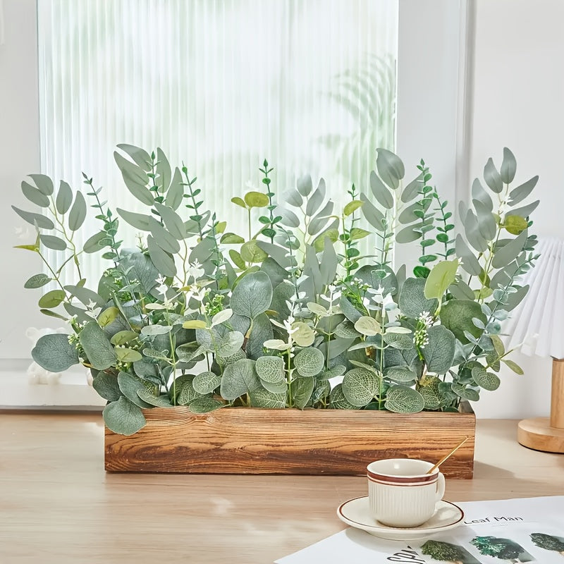 100 Piezas de Hojas Artificiales de Eucalipto Mixtas, 4 Tipos de Ramas de Eucalipto Plateado, Tallos Falsos para Arreglos Florales DIY, Decoración del Hogar Interior y Exterior