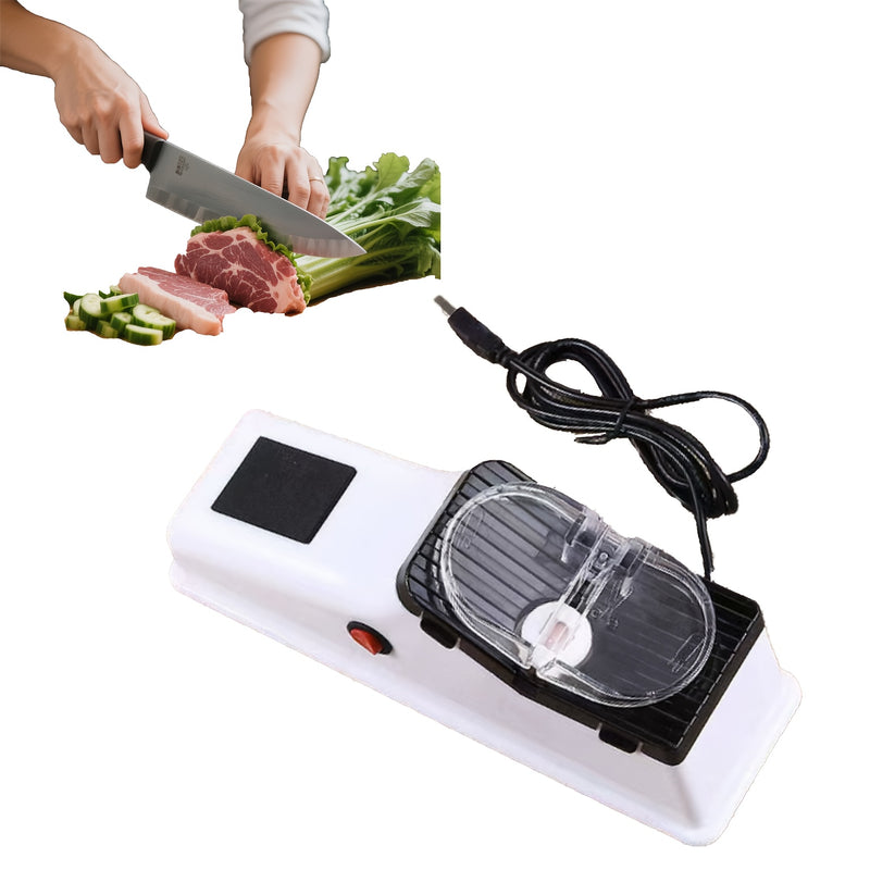 Afila Cuchillos Eléctrico Profesional USB de Doble Cara y Alta Velocidad para Cocina Doméstica con 6 Piedras Reemplazables y Cubierta Protectora, Adecuado para Varios Tipos de Cuchillos
