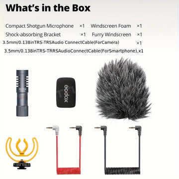 Micrófono universal para video GODOX VS-Mic con cuerpo de aleación de aluminio, conector de 3.5 mm, modo de alimentación USB, para iPhone, teléfonos Android, cámaras DSLR - Micrófono para grabación y transmisión, equipo de grabación para transmisiones |