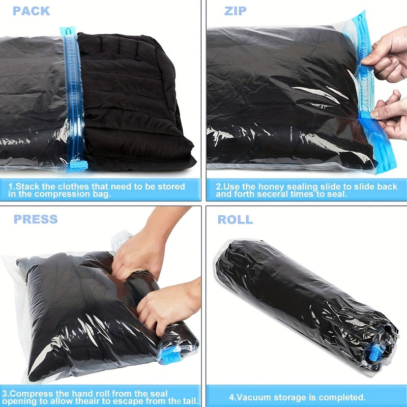 1 Set De 10 Piezas, Bolsas De Compresión Para Viajes, Accesorios De Viaje, Bolsas De Ahorro De Espacio, No Se Necesita Vacío Ni Bomba, Bolsas De Almacenamiento Al Vacío Para Artículos Esenciales De Viaje, Organizadores De Embalaje Para Viajes Y El Hogar