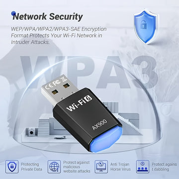 Adaptador Mini USB WiFi6 AX900 - Plug and Play, banda dual 2.4/5G, sin necesidad de controladores, compatible con dispositivos inteligentes - Transmisor receptor de red de alta velocidad