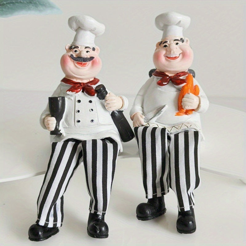 1 par de muñecos de pierna de pantalón decorativos de resina para chef, pareja de chefs americanos para cocina, cafetería, pastelería, restaurante occidental, colección de esculturas de chef para decoración del salón