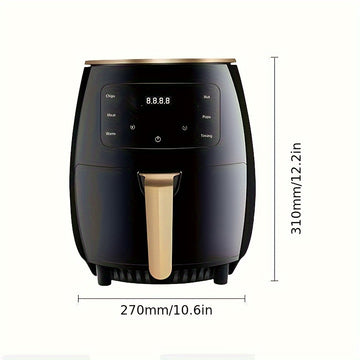 UAO 4,5" Electrodoméstico compacto de aire frito con pantalla digital, 900W de alta potencia, 2--1 Electrodoméstico de aire frito y sartén, Diseño negro fácil de limpiar para cocinas pequeñas, Comida frita saludable, Preparación de comidas rápidas, Elect