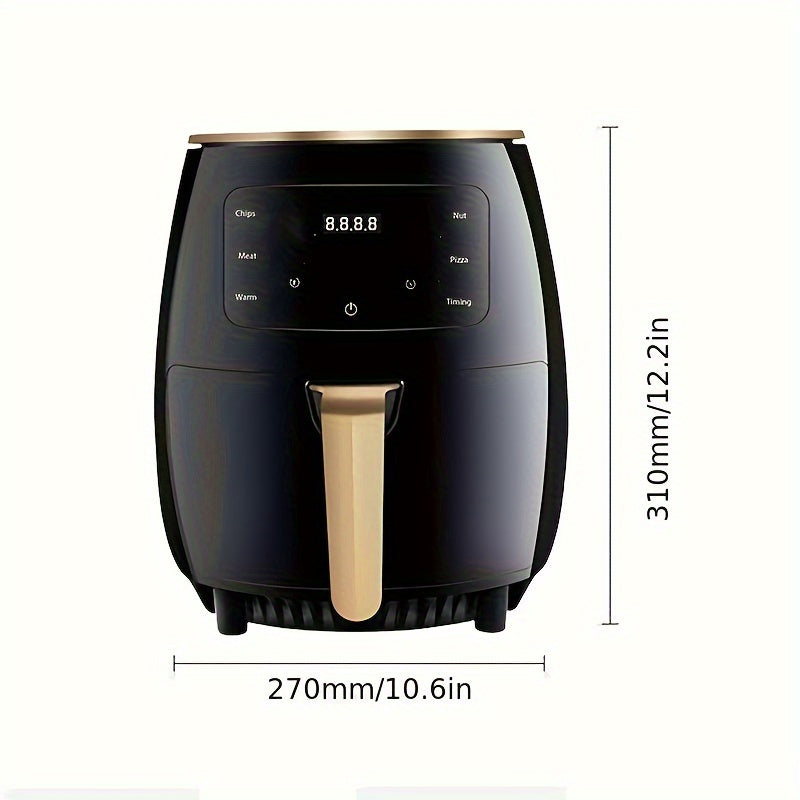 UAO 4,5" Electrodoméstico compacto de aire frito con pantalla digital, 900W de alta potencia, 2--1 Electrodoméstico de aire frito y sartén, Diseño negro fácil de limpiar para cocinas pequeñas, Comida frita saludable, Preparación de comidas rápidas, Elect