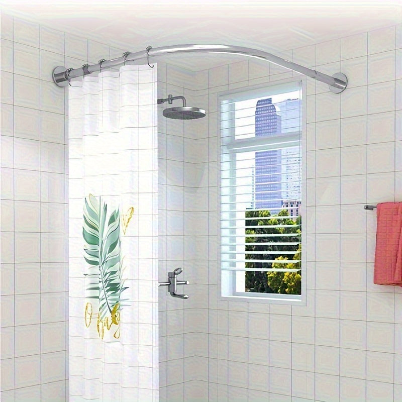 Barra para cortina de baño ajustable de acero inoxidable, fácil de instalar, diseño en L sin necesidad de taladrar, ideal para baños, tinas y tiendas de ropa, duradera y elegante