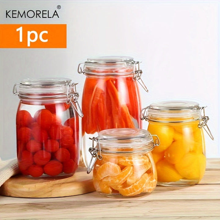 Tarro de Almacenamiento de Vidrio Borosilicato KEMORELA de 1 pieza con Tapa Hermética - Libre de BPA, Apto para Lavavajillas, Ideal para Granos de Café, Frutas, Nueces y Más - Disponible en Tamaños de 500/750/1000/1500ml