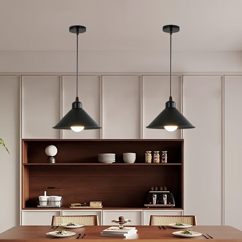Juego de 2 candelabros colgantes modernos en hierro fundido con base E27 para comedor, bar, cocina y entrada, montaje semiempotrado, cableado fijo, voltaje ajustable 110V-240V (focos no incluidos)