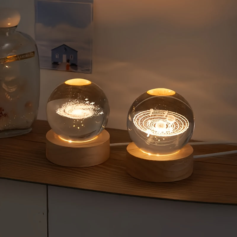 Esfera de cristal del sistema solar 3D, 60 mm, luna de cristal con modelo grabado con láser y esfera de cristal galáctica, regalo para amantes de la física y modelos espaciales