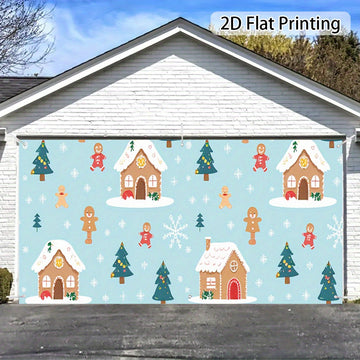 Lámpara de puerta 2D, 1 pieza, puerta de casa de pan de jengibre navideño festivo - Poliéster duradero, no necesita electricidad, perfecto para decoración navideña, regreso a la escuela, fiestas hawaianas y de Halloween, uso interior/exterior, decoracion