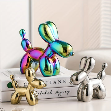 1pc Estatua De Perro Globo De Electrochapado, Estilo Nórdico Simple, Lujo Ligero, Perro Globo Creativo Electrochapado, Sala De Estar, Hogar, Mueble De TV, Mesa De Té Decorativa, Escritorio, Pequeña Decoración, Sentido De Alto Nivel