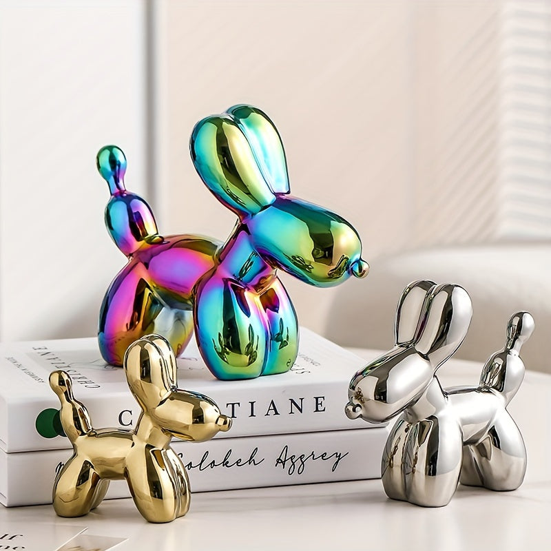 1pc Estatua De Perro Globo De Electrochapado, Estilo Nórdico Simple, Lujo Ligero, Perro Globo Creativo Electrochapado, Sala De Estar, Hogar, Mueble De TV, Mesa De Té Decorativa, Escritorio, Pequeña Decoración, Sentido De Alto Nivel