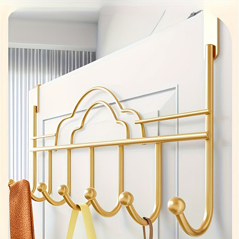 1pc Ganchos de hierro fundido contemporáneo para colgar sobre la puerta, Soportes de metal para toalla, albornoz, abrigo - Solución de almacenamiento para dormitorio en casa