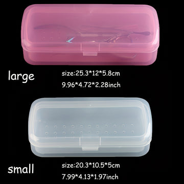 Caja de esterilización de herramientas de uñas, bandeja de esterilización transparente de plástico rosa, caja de almacenamiento de pinzas, caja de pinzas de uñas para salón de belleza y spa, máquina de corte de manicura