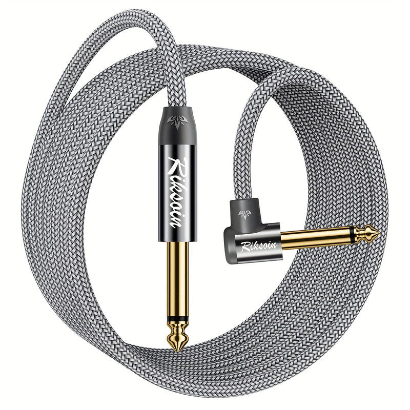 Cable de Instrumento Audio Riksoin, Compatible con Guitarra Eléctrica, Bajo, Batería, Pedales, Amplificadores, Preamps, Mezcladoras, Afinadores, Altavoces, Acústico, Cable Recto a Ángulo Derecho de 1/4 pulgada