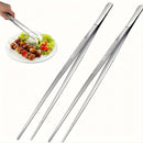 Juego de pinzas de acero inoxidable para alimentos, 2 piezas, pinzas de cocina de precisión para cocinar, accesorios para BBQ, herramientas para buffet y restaurante, utensilios culinarios - 25.4 cm