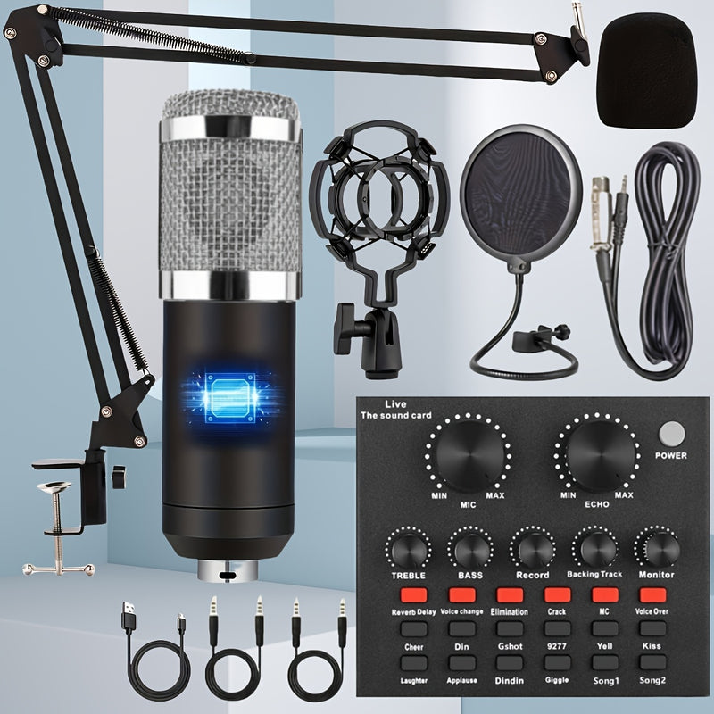 Paquete de Equipo para Podcast con Mezclador de Audio Todo en Uno y Micrófono de 3.5mm para Transmisión en Vivo, Grabación de Podcasts, PC, Smartphone