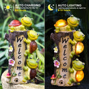 Estatuas solares para jardín, lindas tortugas con cara de rana y luces solares - Decoración divertida para jardines, patios y exteriores