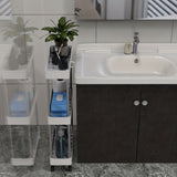 Carro de almacenamiento Slim de 3/4, estantería móvil de plástico para baño, torre multifuncional para cocina, lavandería y espacios estrechos, sin necesidad de electricidad