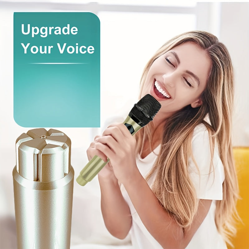 Receptor inalámbrico de micrófono dorado, 1 a 1 y 2 a 1, con batería recargable, ideal para uso en interiores y exteriores, reuniones familiares, discursos, canto en escenarios, KTV, etc., buen sonido, bajo consumo de energía, larga duración en espera, p