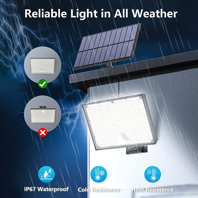 Luces solares para exteriores, IP65, 400 luces LED solares, con detector de movimiento PIR altamente sensible mejorado, desde el amanecer hasta el atardecer, super brillantes, auto NO/OFF, iluminación de seguridad para la casa, la puerta principal, la en
