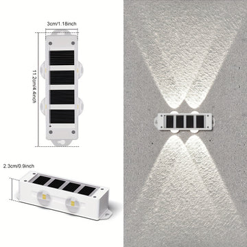 Luces solares para patio exterior (4 piezas/caja), luces de lavado de pared exterior, focos de paisaje para pared exterior de villa, luces decorativas de pared para ambiente