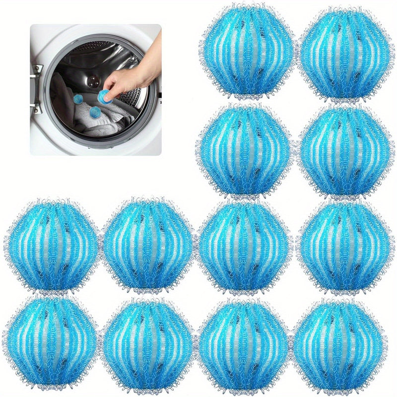Conjunto de 12 Bolas para Secadora de Ropa Reutilizables HOTU para Eliminar Pelo y Pelusa de Mascotas - Sin Necesidad de Energía, Diseño con Flecos en Azul Vibrante para Todas las Lavadoras, Captura el Pelo y la Pelusa de Mascotas, Alternativa al Suaviza