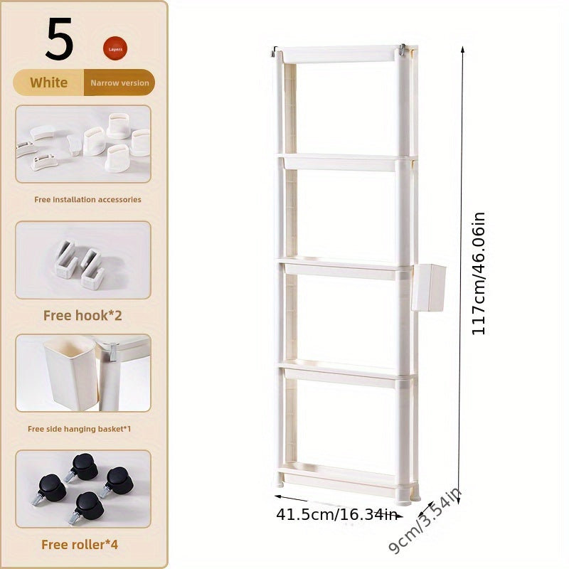 Carrito de Almacenamiento Rodante Multinivel Versátil - PVC, Perfecto para Snacks y Libros - Ideal para Sala de Estar, Cocina, Baño, Dormitorio