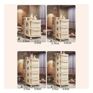 Carrito de Almacenamiento Rodante ZHOHO TANT de 3 Niveles con Ruedas - Organizador de Plástico Beige para Juguetes de Niños, Snacks y Esenciales de la Sala de Estar, Almacenamiento de Juguetes