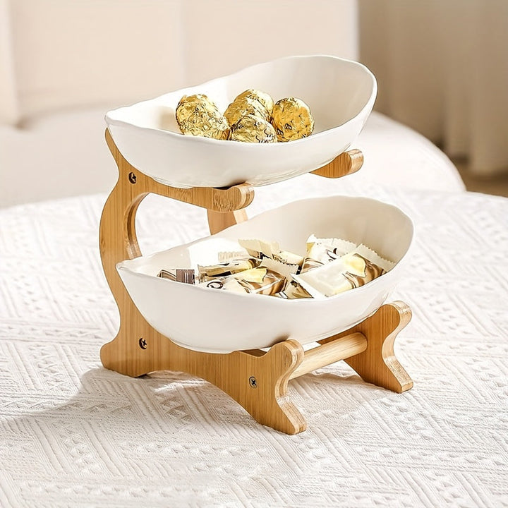 Estantería de Frutas de 2/3 Niveles con Plato de Almacenamiento para Snacks, Estante Decorativo - Juego de Cuencos de Frutas de Plástico Duradero para Cocina y Restaurante - Bandeja de Servicio Multinivel para Frutas, Snacks y Postres - Regalo de Navidad