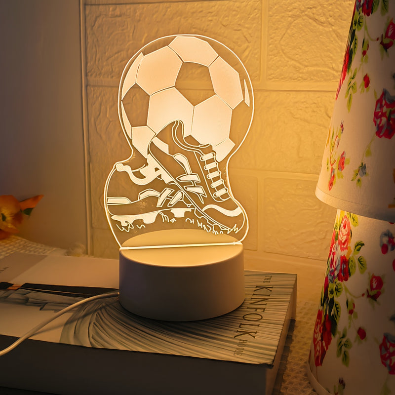 1pieza Pelota de Fútbol y Estudios 3D Ilusión Luz de Noche, Lámpara de Escritorio con Luz Cálida USB, Regalo Perfecto para Aficionados al Fútbol, Entusiastas del Deporte y Decoración de Habitaciones con Tema Deportivo, Ideal para Navidad, Acción de Graci