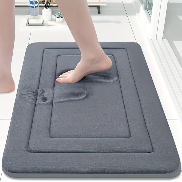 1pc de Coral Fleece Baño Piso Alfombra Anti Deslizamiento Pad - Anti Deslizamiento, Secado Rápido, Máquina Lavable - Perfecto para Baño y Tocador Pisos, con PVC Anti Deslizamiento Fondo Forro